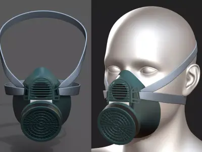 Gas mask respirator plastic futuristic scifi  Low-poly 3D model