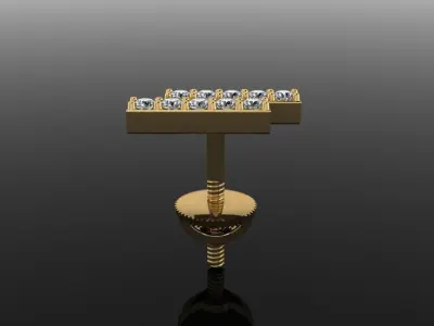 Double Diamond  Uneven Bar Earring 3D print model