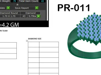 Light Weight Yellow Gold Diamond Ring  -PR-011 DIA 3D print model