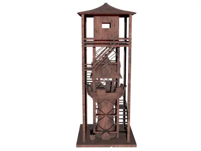 Wooden Watch Tower Low-poly 3D model