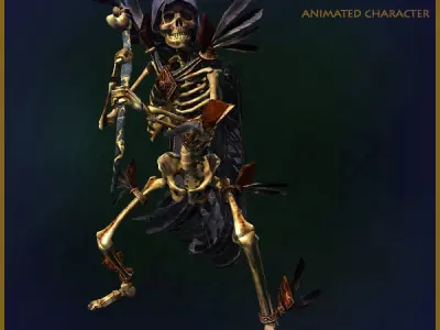 Skeleton Sorcerer Light Version Low-poly 3D model