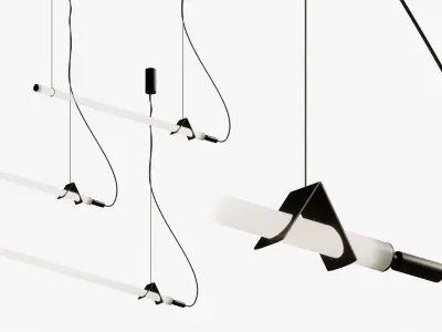 Sasaki Minimalist Linear suspension pendant light 3D model
