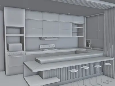 Kitchen Set 3 Low-poly 3D model