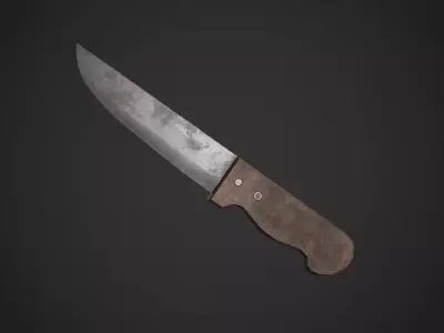 Dirty Old Kitchen Knife  Low-poly 3D model