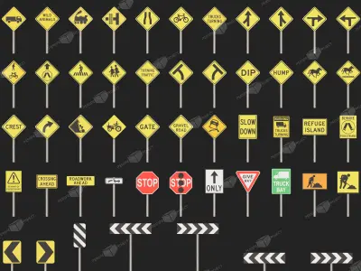 Traffic signs 1 Australia 3D model