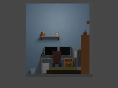 Room Gamer low poly mesh FULL materials Low-poly 3D model