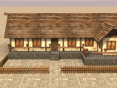 Medieval house sixteen 3 Low-poly 3D model