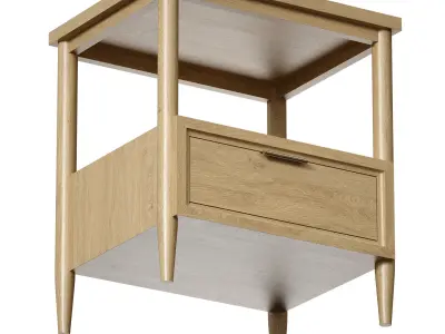 Bodie Natural Oak Wood Kids Nightstand with Drawer 3D model