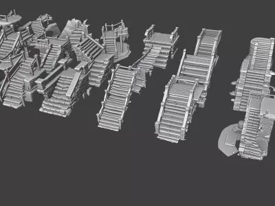 Stylized Stairs Set 1 3D model