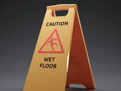 Caution Wet Floor Board Sign 3D model