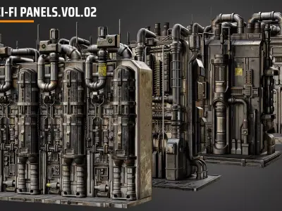 sci fi  panels vol 02 Low-poly 3D model