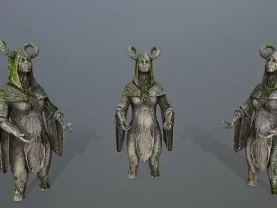 angel fountain Low-poly 3D model