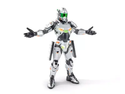 Futuristic Rigged and Animated Combat Robot Suit D Model Low-poly 3D model