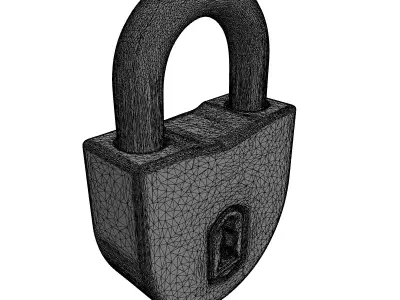 Shiny Golden Padlock 3D Model Low-poly 3D model