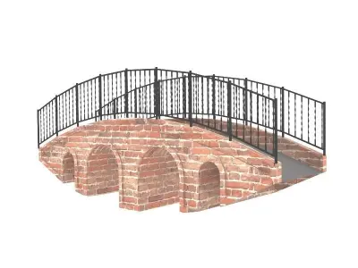 Bridge brick with iron railings 3D model