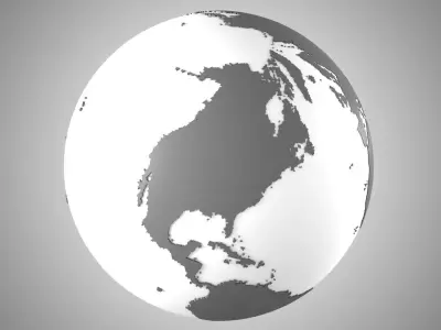 Solid Color Grey White Globe 3D model