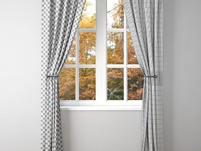 BELGIAN FLAX LINEN SHEER DRAPE 2-Pottery Barn 3D model