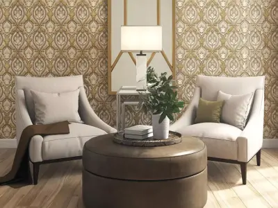 Gold Medallion Damask Wallpaper Texture Texture