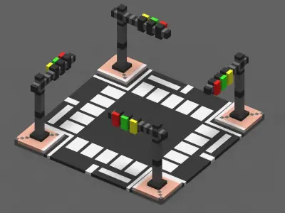 Road Voxel - 4 Low-poly 3D model