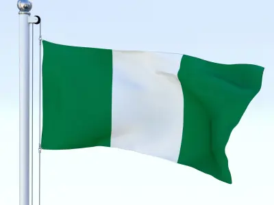 Animated Nigeria Flag Low-poly 3D model