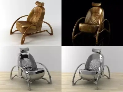 Moreover chair made of metal and wood 3D model