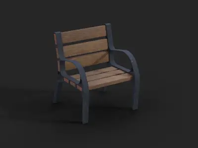 Collection of three Retiro benches Low-Poly Low-poly 3D model