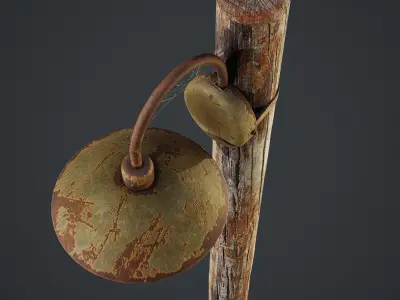 Old Wood Lamp Post Low-poly 3D model