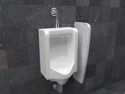 Collection Urinal 3 on tiled wall 3D Model Pack