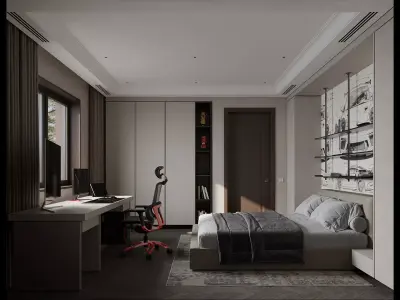 Interior Designed Scene of boys bedroom 3D model