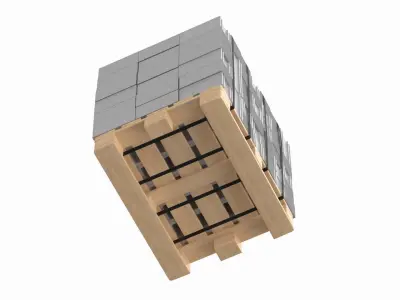 Cinder Blocks On Wooden Pallet 3D model