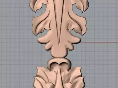 Door Post flower 3D STL Model for CNC Router Carving E978 3D model