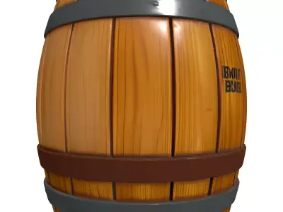 Stylized Root Beer Wooden Barrel Low-poly 3D model