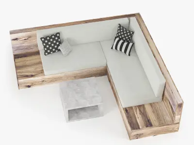 Sofa and concret table 3D model