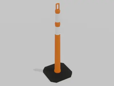 Traffic Cone Delineator Post Low-poly 3D model