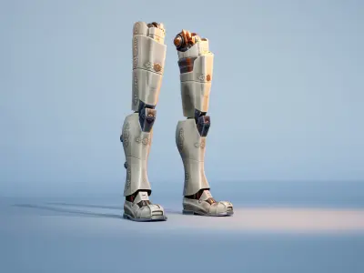 mechanical robot legs with cable and carvings 3D model 3D model