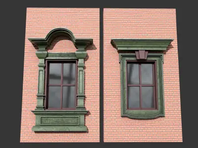Classic Cartoon style of PBR Modular Windows Collection 2 Low-poly 3D model