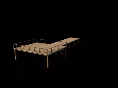 Wooden pier river dock  3D model