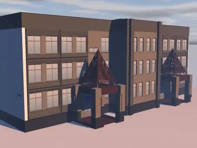 Shopping center Low-poly 3D model