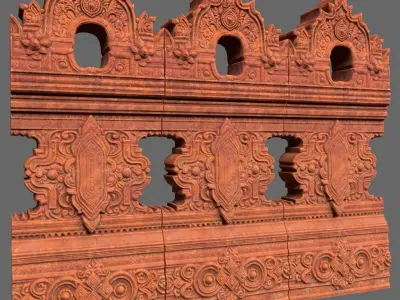 Asia Temple Walls Modular - 231002 3D model