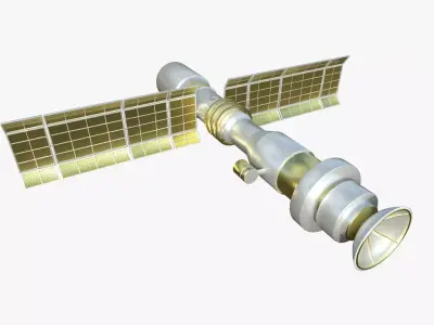 Satellite C02 Gold - SciFi Space Design Low-poly 3D model