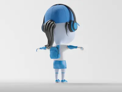 BlueBotKid  Rigged Cartoon Mascot Low-poly 3D model