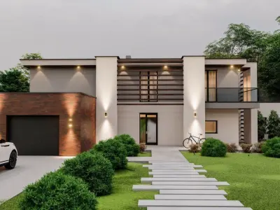residential house with swimming pool 3D model