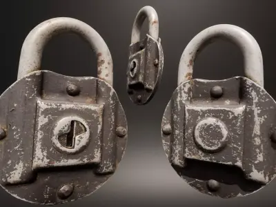 Old metal Lock Low-poly 3D model