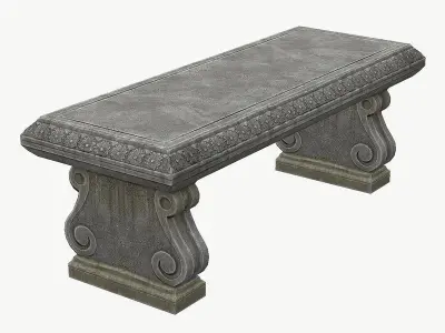 Stone Bench PBR Game Ready Low-poly 3D model