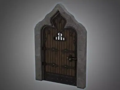 Medieval Door  Cell Door Arched Gothic Design 3D Model Low-poly 3D model