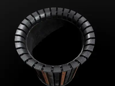 PBR Black Metal Trashbin Low-poly 3D model