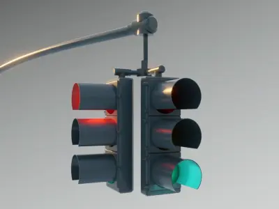 New York Manhattan Traffic light and street light Low-poly 3D model