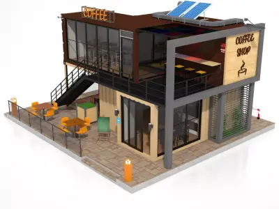 Shipping Container Coffee Shop 3D model
