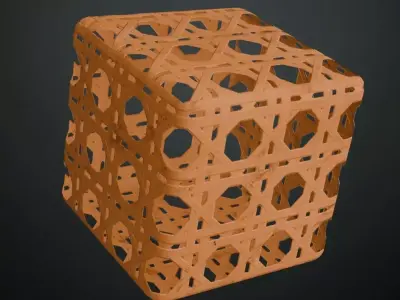 Natural Rattan Woven Lattice PBR Texture