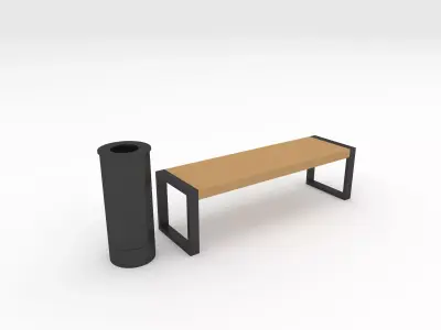 Bench Park 46 Low-poly 3D model